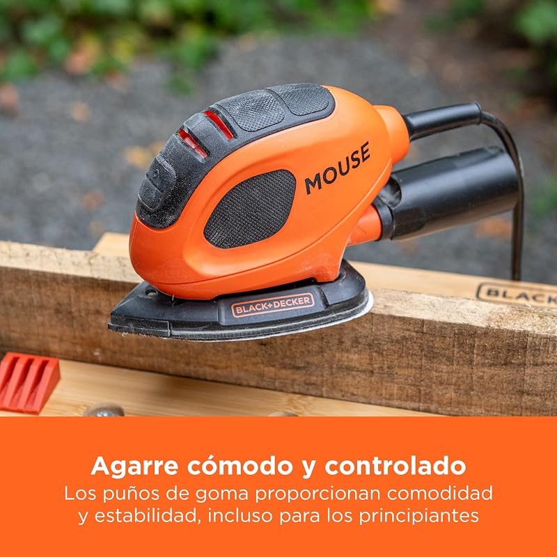 Black+decker bew230bca mouse detail lixadeira 55w 11.000 rpm com diâmetro de órbita de 1,5 mm inclui 10 acessórios e bolsa de transporte