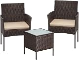 SONGMICS Garden Furniture Set Polyrattan Outdoor Patio Brown Taupe GGF031K01