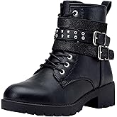 Vepose Women's 916 Ankle Boots, Combat Lace up Short Booties with Inside Zipper