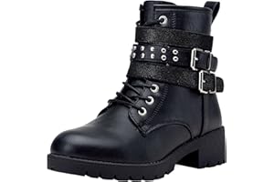 Vepose Women's 916 Ankle Boots, Combat Lace up Short Booties with Inside Zipper