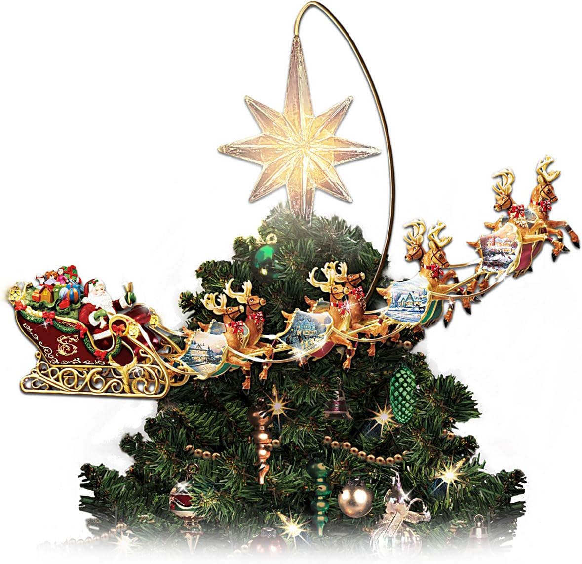 Tree Toppers - Thomas Kinkade Holidays in Motion Rotating Illuminated Tree Topper: Animated Christmas Decor by The Bradford Editions