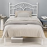 Elephance Twin Size Metal Bed Frame with Vintage Headboard, Twin Bed Frames for Kids with Storage Space, No Box Spring Needed, Easy Assembly