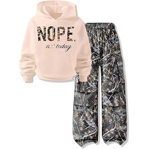 Vitalique Girls Clothes Little Girl Outfits Letter Print Hooded Sweatshirt Cargo Pants 2PCS Girls Clothing