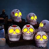 6 Pcs Paint Your Own Ceramic Skull Mexican Dia De Los Muertos Skull Decor | Skull Ceramics to Paint, Day of The Dead Decorations, Unpainted Ceramic Lanterns for Halloween Party
