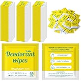 Timgle 100 Pcs Mini Travel Deodorant Wipes Individually Wrapped Armpit Antiperspirant Deodorant Sweat Body Wipes for Women Men Teens Sports Travel Clean Skin Underarm Excessive Sweating(Lemon)