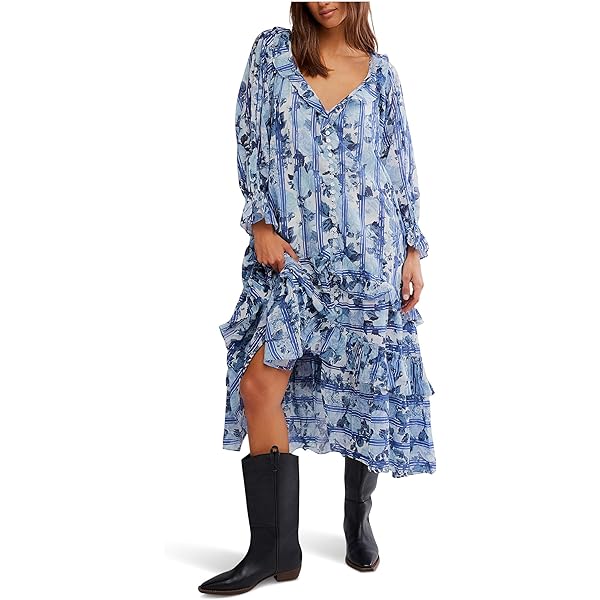 Free People Womens Printed Dixie Maxi Vintage Indigo Combo S at Amazon  Women's Clothing store