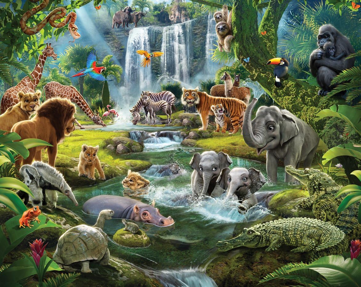 Walltastic Jungle Adventure Wall Mural, FSC, Multi, 8ft H x 10ft W, One Size