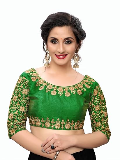 Women's Embroidered Phantom Silk Blouse With Round Neck (BL-20038)_Free_Size