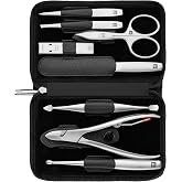 ZWILLING Manicure Set (8 piece, comprehensive nail care, pedicure, travel size, genuine leather case with zipper), Premium, Black