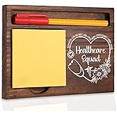 Healthcare Squad Appreciation Gift, Motivational Desk Decor for Healthcare Professionals, Inspirational Ideas for Doctors, Nurses, and Medical Staff, Wooden Self-Stick Note Pad Holders TBC134