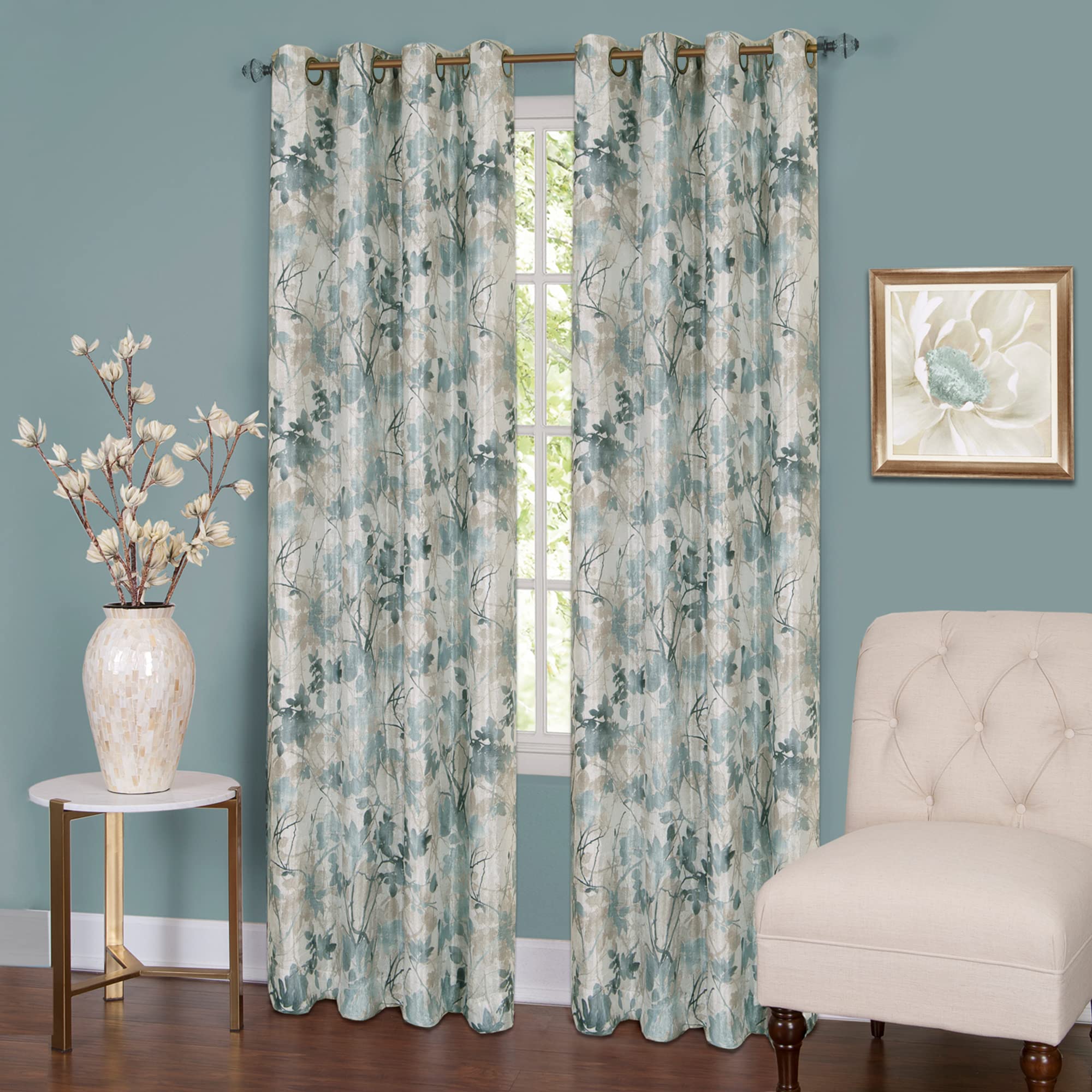 Photo 1 of ACHIM Lined Blackout Grommet Window Curtain Panels - 50 Inch Width, 63 Inch Length - Tranquil (Mist) - Blackout Soft Polyester Drapes & Dressing for Bedroom Living & Dining Room Home Decor