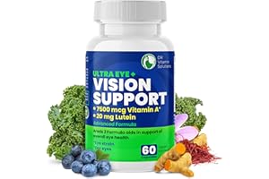DR VITAMIN SOLUTIONS Vision Support Eye Vitamins for Macular Health | Supplements with Lutein, Zinc, Vitamin A & Bilberry | Areds 2 Formula for Red & Dry Eyes, Sight Care (1 Bottle, 60 Capsules)