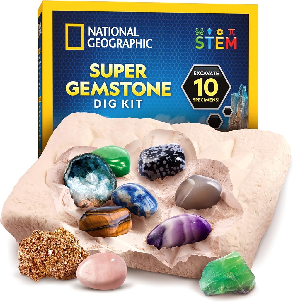 National Geographic Gemstone Dig Kit 10 Real Gems & Crystals Science Toy