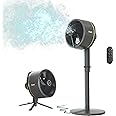 Shark FlexBreeze Pedestal & Tabletop, Indoor & Outdoor, Portable, Oscillating Fan with Remote, Quiet, Powerful, Corded & Cordless with InstaCool Misting Attachment, Dark Grey (Renewed)