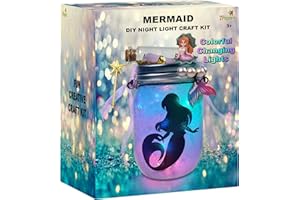 2PEPERS Make Your Own Mermaid Toy Night Light Lantern Jar Arts & Crafts For Girls, DIY Mermaid Gifts For Girls Ages 4 5 6-8 8-10 8-12 & Teens. Best Little Mermaid Craft Kit Projects & Kids Birthday Present