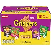 CRISPERS Variety Pack Crackers, 18 Snack Packs, 28g Each, 504g Box | 18 Individually Bags, Bulk Lunch School Snacks, Value Pa