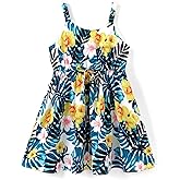 PATPAT Girls Hawaiian Dress Toddler Dresses for Kids Little Girl Floral Casual Spaghetti Strap Bowtie Sundress 2-7 Years