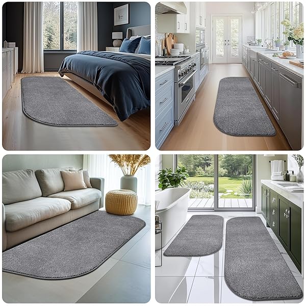 DOMUSTEX WASHABLE KITCHEN RUGS SET OF 2 (24″ X 35.5″ + 24″ X 59″), NON SLIP KITCHEN MATS FOR FLOOR, ABSORBENT INDOOR ENTRYWAY RUNNER RUGS FOR LAUNDRY, BATHROOM, DOOR, BEDROOM (ROLL PACKING)