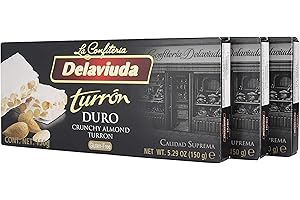 Delaviuda Turron Crunchy Almond Nougat - (3 Pack) W/ Quick Storage Pouch