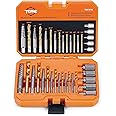 Topme 19PCS Screw Extractor Set With Left Hand Drill Bits, Easy Out HSS Steel Reverse Drill Bit for Removing Damaged Broken N