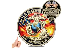 F4GODWAR Marine Corps 250th Anniversary Challenge Coin - Military Collectible for 1775-2025 - Marine Corps Birthday Gift - Marine Veterans' Commemorative Souvenir (Classic-01)
