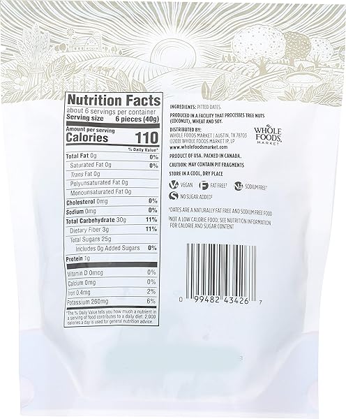 365 BY WHOLE FOODS MARKET, PITTED DATES, 8 OUNCE