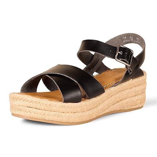 Amazon Essentials Women's Flatform Espadrille Sandal, Black, 7