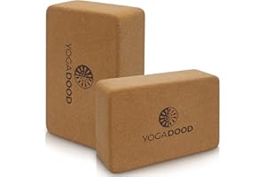YOGA DOOD Premium Cork Yoga Blocks - 2 Pack for Enhanced Grip & Stability - Perfect for Yoga Mats - Ideal for Yogis - Durable, Biodegradable, Eco-Friendly - Supports Poses & Flexibility