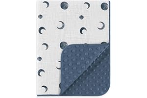 Susurration Baby Blanket 30x40inch Soft Fluffy Crib Blankets with Muslin Cotton Front and Dotted Fleece Back Receiving Blanke