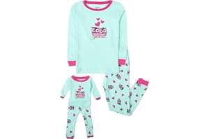 Leveret Kids & Toddler Pajamas Matching Doll & Girls Pajamas 100% Cotton Set (Toddler-14 Years) Fits American Girl