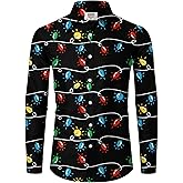 Arvilhill Men's Christmas Shirts Long Sleeve Novelty Xmas Button Shirts (S-3XL)