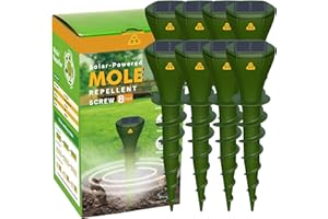 X-PEST Solar Powered Mole Repellent Stakes Outdoor Ultrasonic Snake Groundhog Gopher Vole Chipmunk Repeller Sonic Deterrent Spikes Device for Lawns and Yard Waterproof - No Poison Killer Traps, Green 8 Pack
