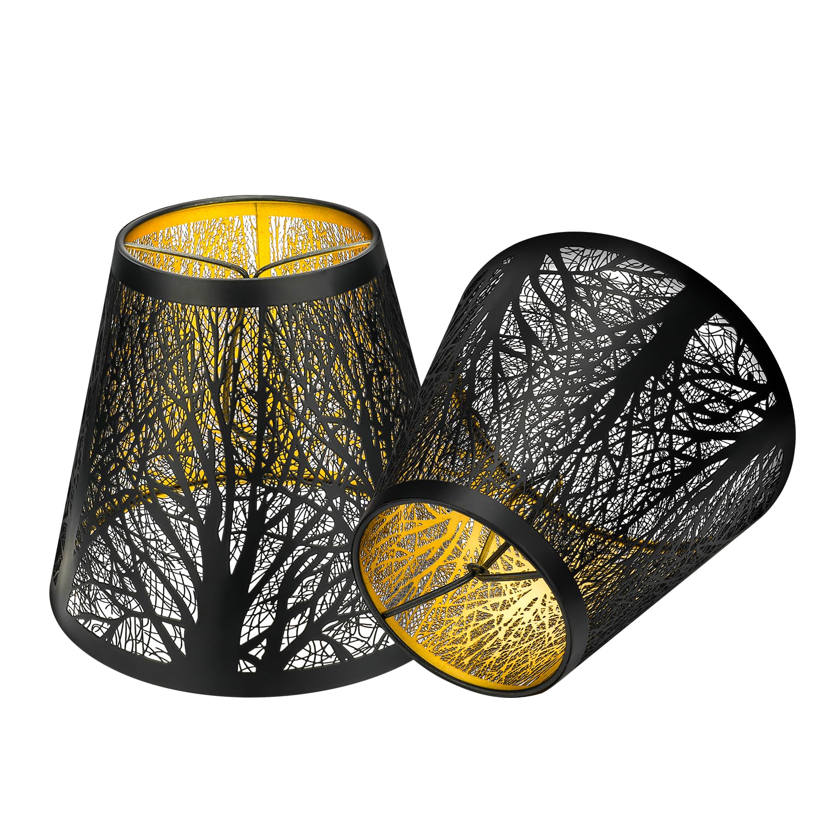 VIHOSE 2-Pack French Countryside Chandelier Lamp Shades - 3" Top, 6" Bottom, 5" Tall, Clip-On For Candelabra Bulbs