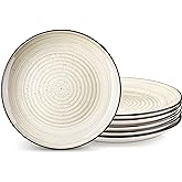 vancasso Bonbon Dinner Plates Set of 6, 10.5 Inch Ceramic Dinner Pasta Plates,Large Dinnerware Plate for Kitchen, Microwave & Dishwasher Safe Serving Bowls, Beige
