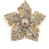 Craftisum 20 pcs Rhinestone Embellished Metal Poinsettia Sewing Shank Buttons for Coats -25mm -1"