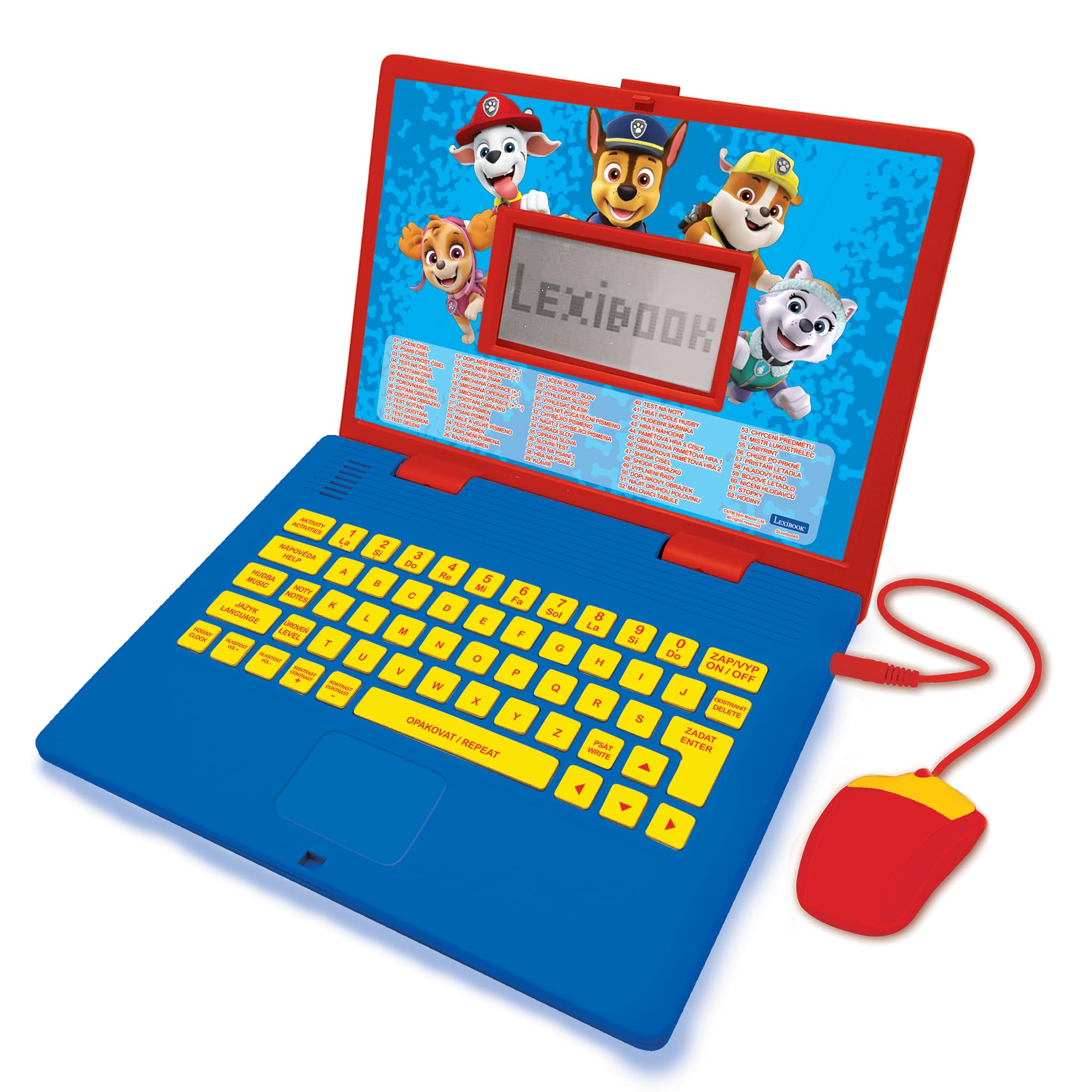 LEXIBOOK, Paw Patrol, Bilingual Educational Laptop French/English, Children’s Toy with 124 Activities in Language, Writing, Mathematics, Logic, Music, and Games, Blue/Red, JC598PAi12