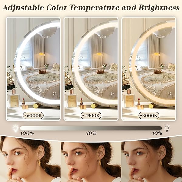 ROLOVE GOLD VANITY MIRROR, 18 INCH LIGHTED MAKEUP MIRROR WITH SMART TOUCH 3 COLORS DIMMABLE, TABLETOP, 360 ROTATION