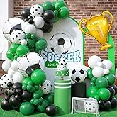 Soccer Balloon Arch Garland Kit, 103Pcs Soccer Football Party Balloons Green Black Balloon Garland for Boys Girls Birthday Sports Party Football Baby Shower Graduation