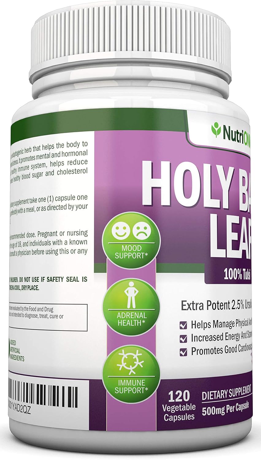 Holy Basil Leaf Extract 500mg 2.5 Ursolic Acid 120 Vegan