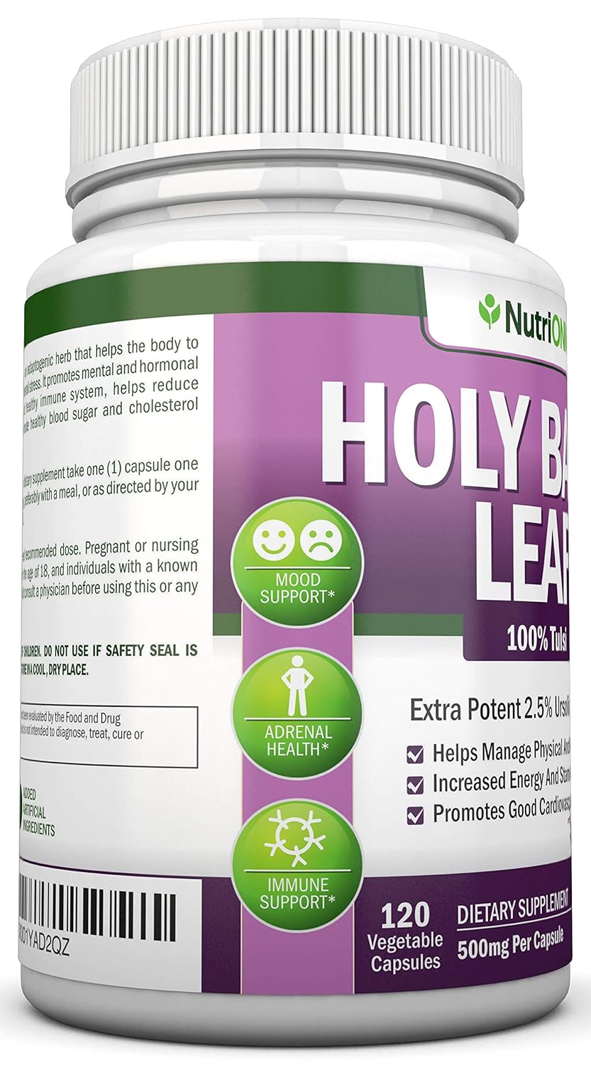 Holy Basil Leaf Extract 500mg 2.5 Ursolic Acid 120 Vegan