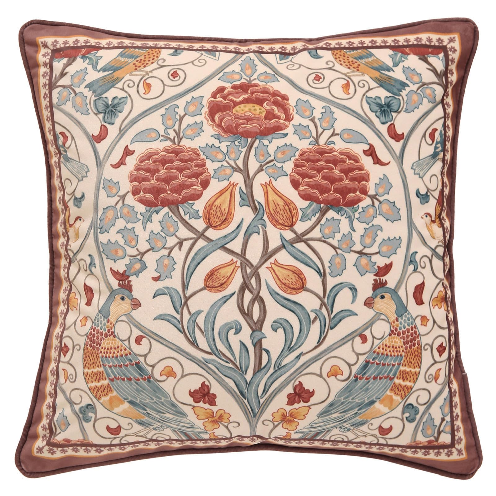 Photo 1 of patdrea Designer Vintage Throw Pillow Covers 18"x18",Red Luxury Soft Dutch Velvet Pillows Cover