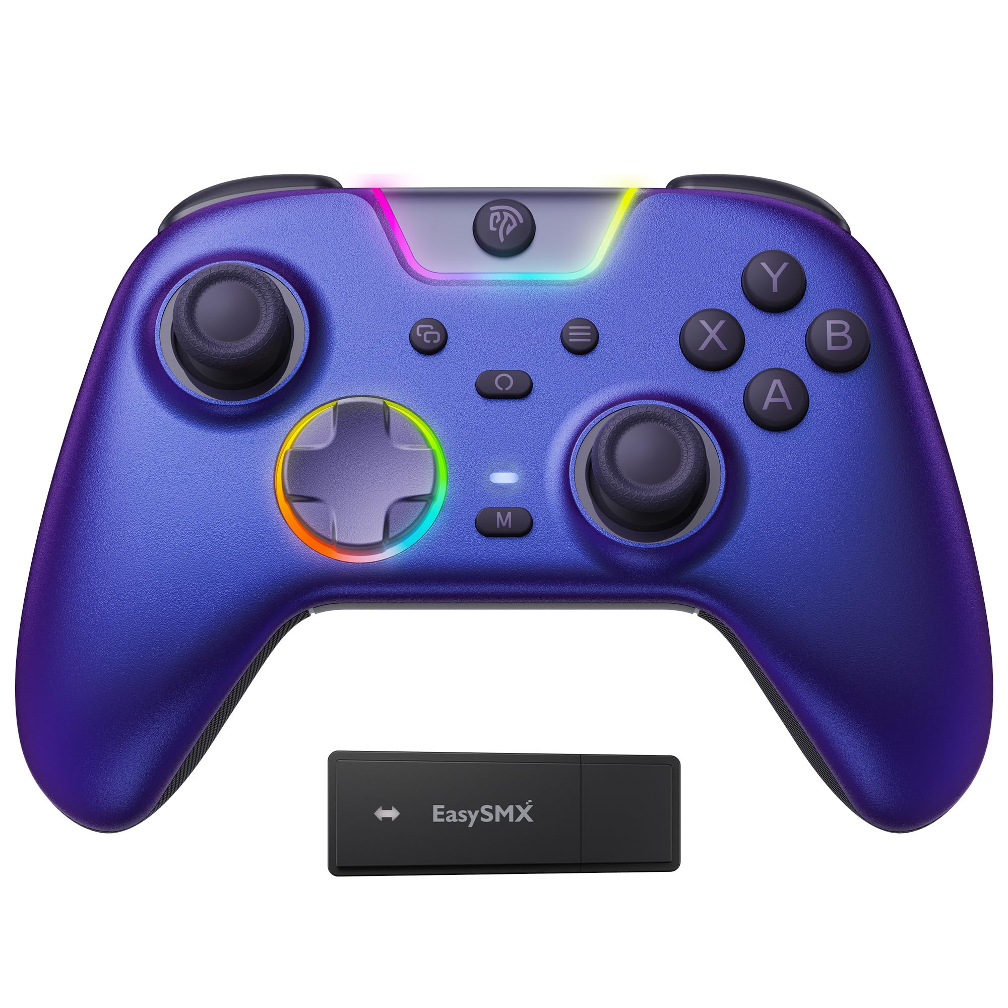 EasySMX X05Pro Wireless Controller for PC – Ergonomic Skin-Like Grip, Quiet-Touch Low-Noise Buttons, Dual-Mode Impulse Triggers, Hall Joysticks, 2 Programmable Buttons, RGB, 1000mAh Battery – PC/Switch/Android/iOS
