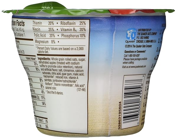 QUAKER INSTANT OATMEAL APPLES & CINNAMON 1.51-OUNCE CUPS (PACK OF 24)
