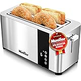 Mueller UltraToast Full Stainless Steel Toaster 4 Slice, Long Extra-Wide Slots with Removable Tray, Cancel/Defrost/Reheat Fun