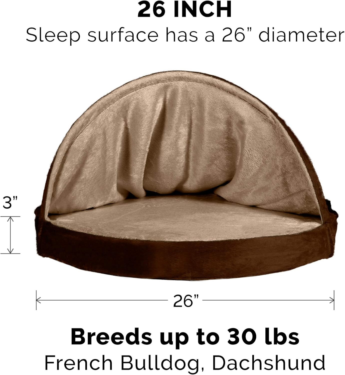 Furhaven Pet Dog Bed - Orthopedic Round Cuddle Nest Micro Velvet Snuggery Blanket Burrow Pet Bed with Removable Cover for Dogs and Cats, Espresso, 26-Inch : Pet Supplies