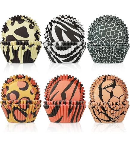 Fox Run Animal Prints Backförmchen-Set – 75 Stück, 7,6 Cm, Tierdruck (Zebra, Giraffe, Leopard)