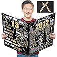 Turypaty Large 13th Birthday Card With Envelope for Boys Girls, 2012 Black Gold Happy 13th Birthday Giant Guest Signature Book Gifts, Big Vintage 2012 13 Greeting Card Decoration Party Supplies