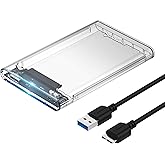 SABRENT 2.5 Inch SATA to USB 3.0 Tool Free Clear External Hard Drive Enclosure [Optimized for SSD, Supports UASP SATA III] (E