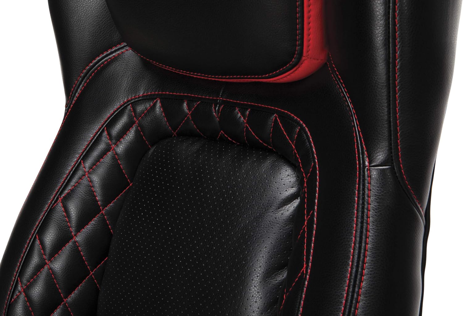 OFM Essentials Collection Racing Style SofThread Leather High Back Office Chair, in Red: Furniture & Decor