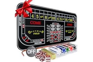 iEsstros Craps Mat 70" x 35" Craps Table Top Set Craps Table Mat Craps Table Top Mat with 5 Craps Casino Craps ON/Off Poker Button Storage Bag Craps Game Layout